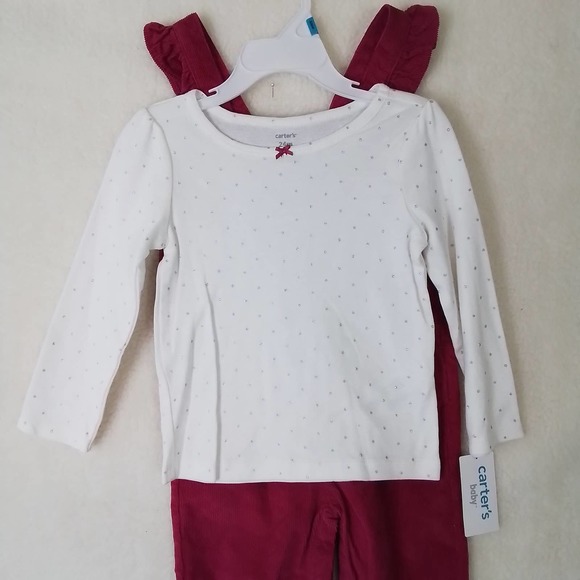 Carter's Baby 2-Piece Corduroy Overall Set Girl's Size 24mo in Pink, White - Picture 8 of 14